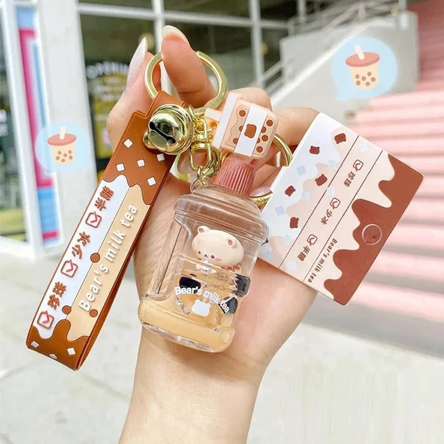 Personalized Design Logo Bubble Boba Milk Tea Keychains Cute Keyring ...