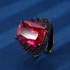 แหวนคอรันดัมสีแดงทองคำดำ ปรับขนาดได้