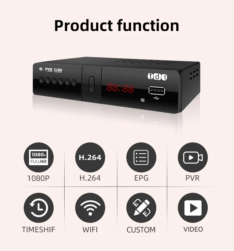 Antenna TDT Receiver Firmware Update Digital TV Tuner Decoder Full HD 1080P DVB T2 TDT for Colombia
