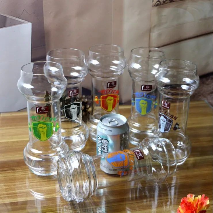 2023 Handmade OEM Custom Beer Glass Unique Dumbbell Shaped Trophy Luxury Classic Crystal Design with Logo Wholesale