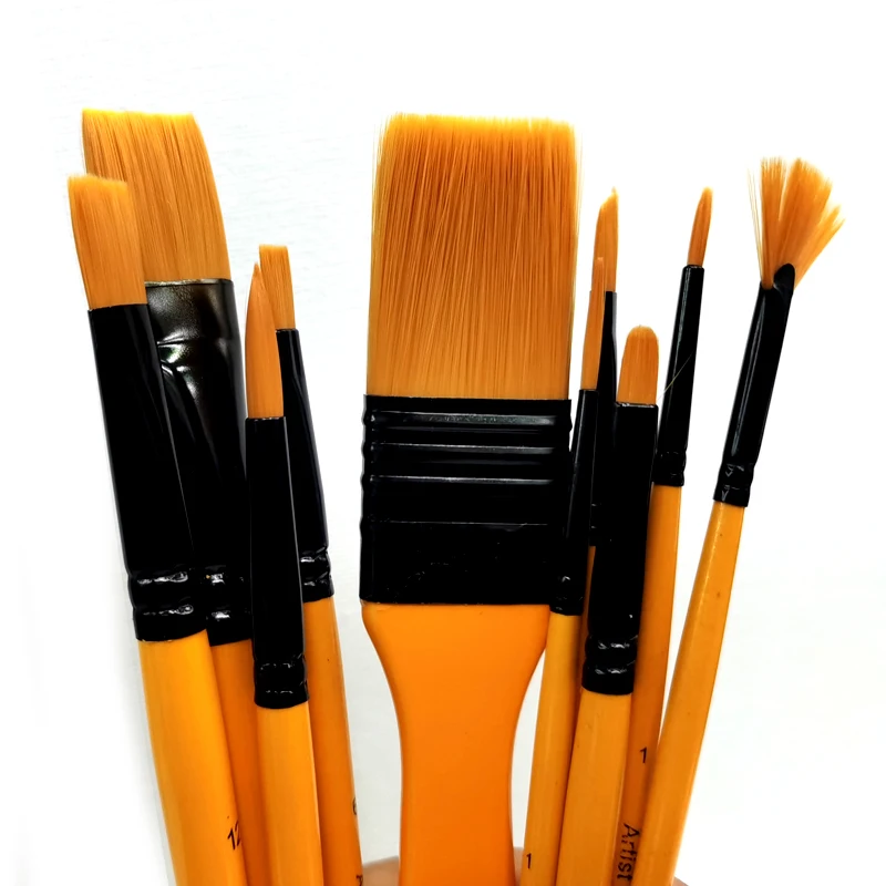 TMZUAMOZ GACDR 1-inch dweilborstel voor acrylverf, 6 ovale mengborstels voor acrylschilderen met korte houten handgreep