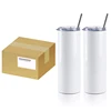 Sub+metallisé blanc brillant 20oz + paille en plastique + fond