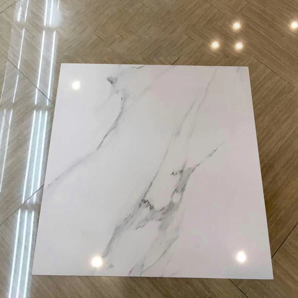 Vitrified Solid Glossy Foshan Porcelanato Tile White Marble Porcelain 600x600 Firebrick Anti-Slip Flooring for House Living Room