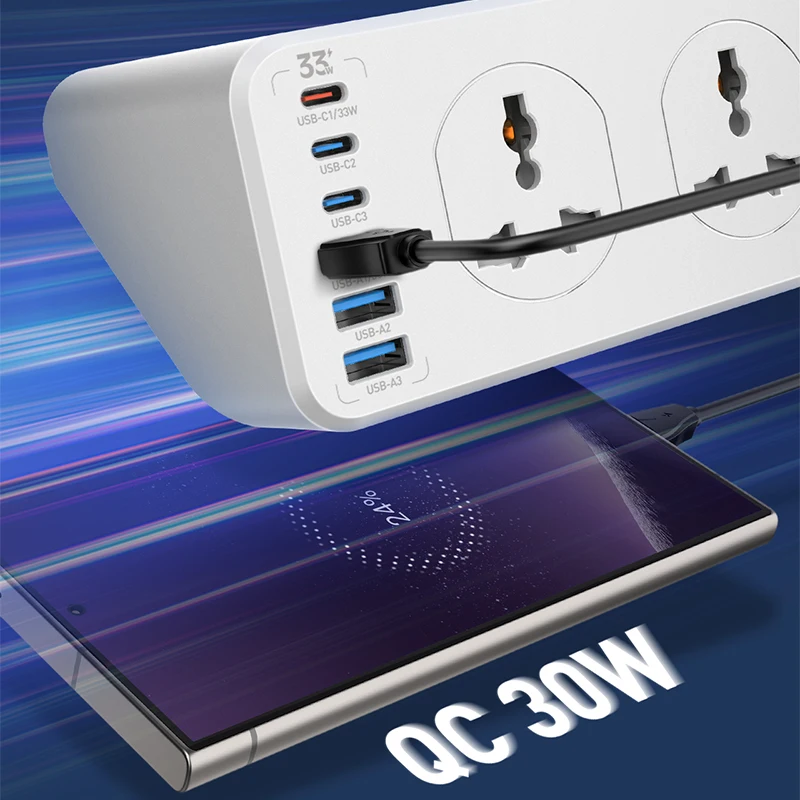 LDNIO SC10610C 10 Outlet Power Strip with 6 USB Ports Universal Socket Extension UK EU US Plug Multifunction Power Strips