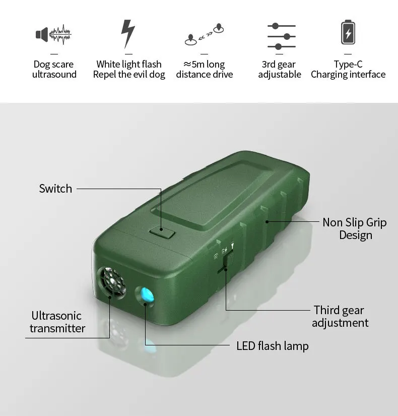 New Rechargeable Sonic Dog Cat Repellent Bark Control Device Waterproof