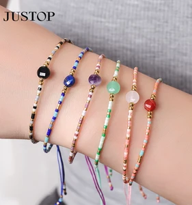 Friendship Girls Lucky Ball Handmade Rope Rainbow Color Seed Charms Gold Plated Beads for Jewelry Making Bracelet