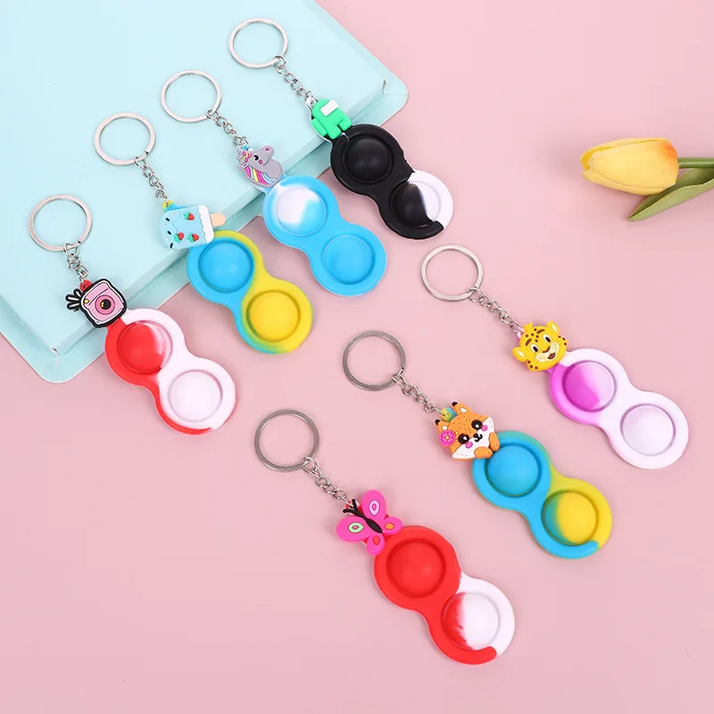 Funny Cartoon Mini Keychain Finger Bubble Sensory Fidget