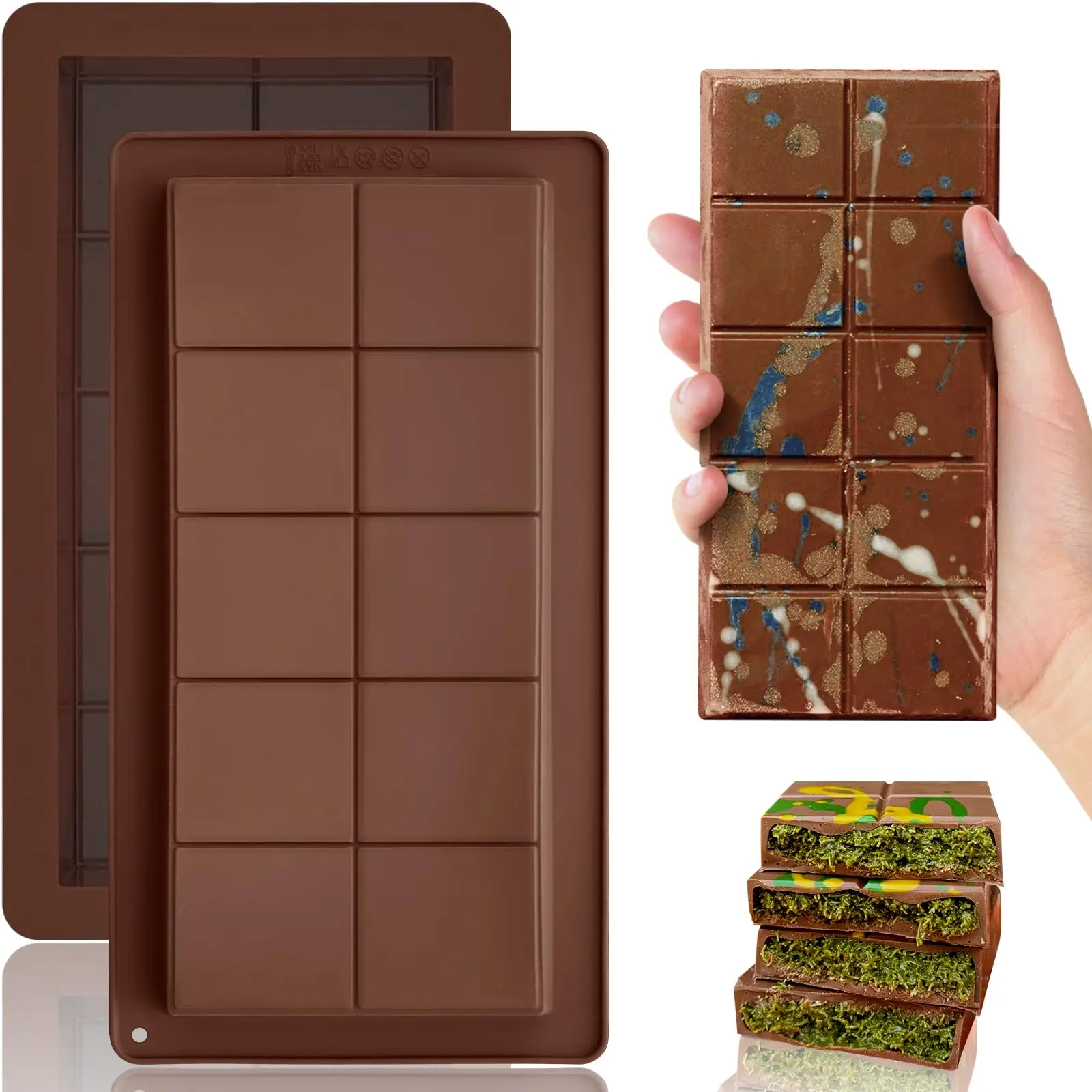 MHC Silicone Chocolate Mould for Cake-25x13x2.2CM Customized Shape & Rectangle Eco-Friendly Non-Toxic