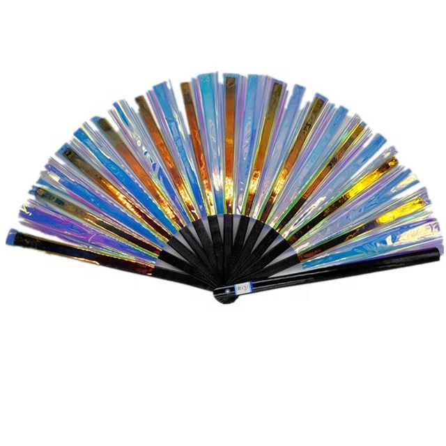 BOXOB Großer Handfächer Klappbar - 35cm Kunststoff Rave Fan Für Partys & Events