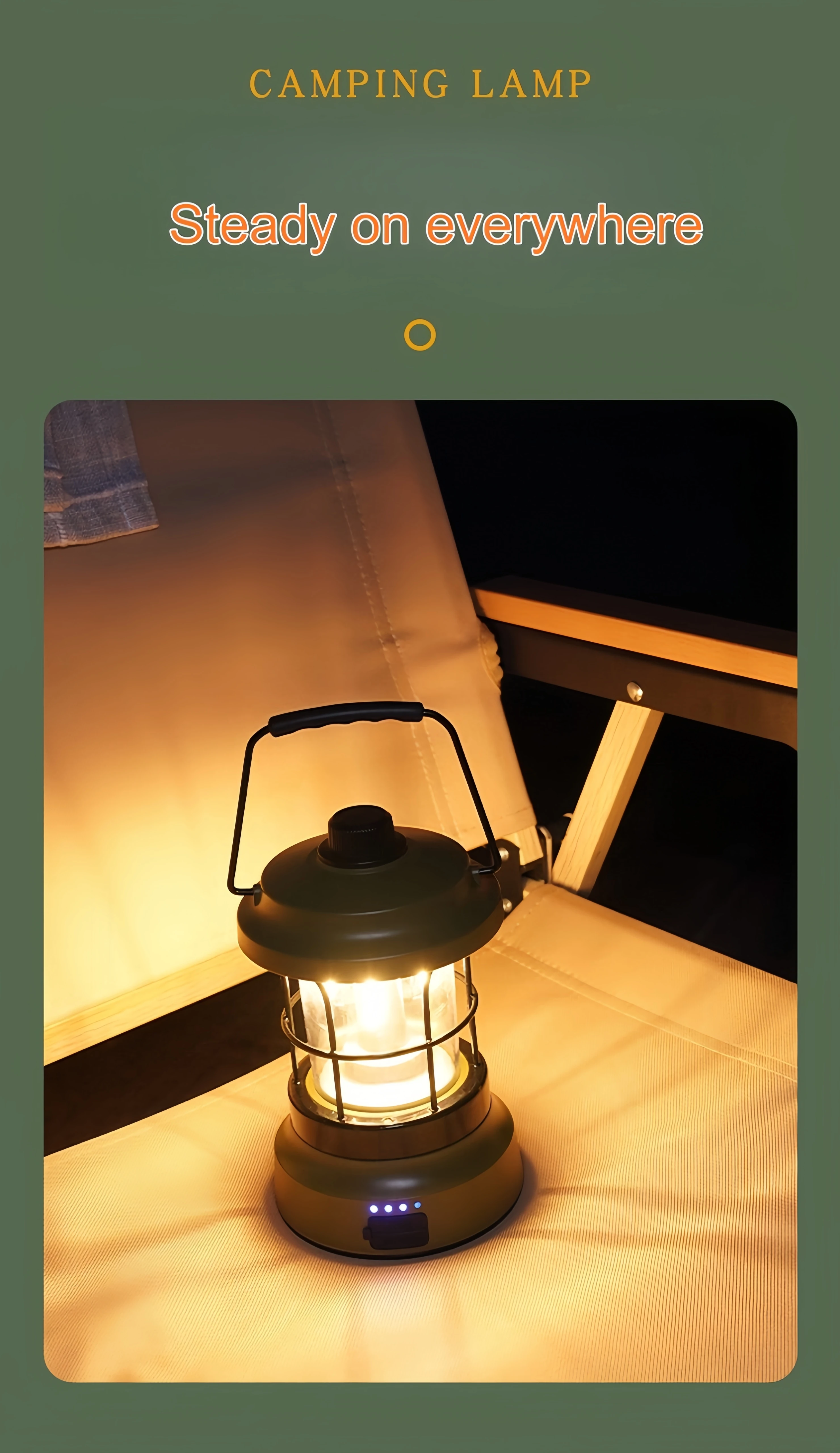Retro USB-C Camping Lantern Power Bank Emergency Light Battery Indication Flashlight Portable Vintage  LED Warm Dim Tent Lamp