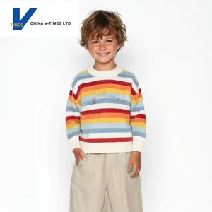 China V-Times Boys 2026 Autumn and Winter New Fashion Sweater Color Stripes