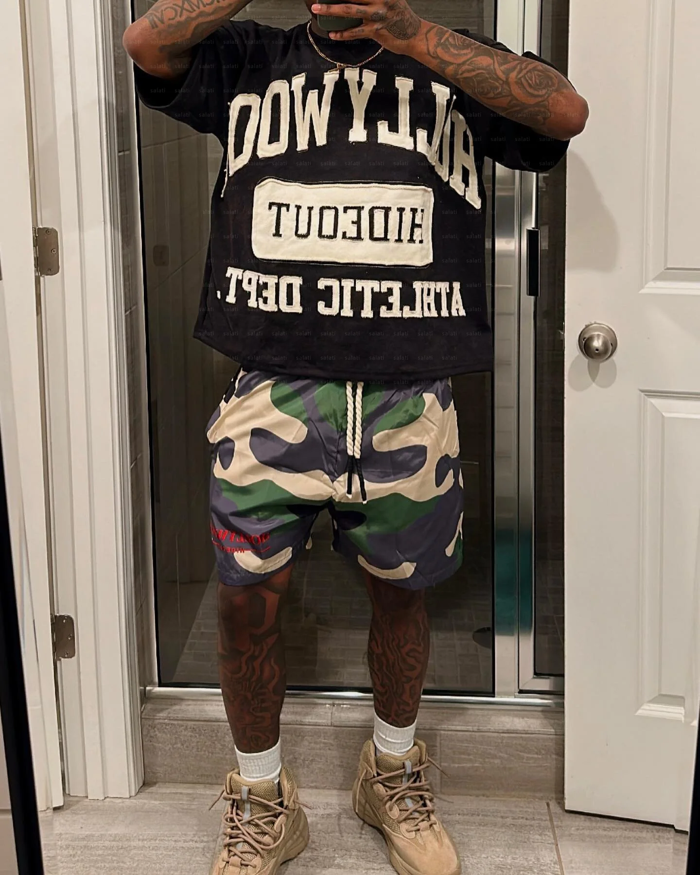 Custom Cut and Sew T-shirt Heavy Cotton Crew Neck Shirts Tee Oversized Applique Patch Embroidery Boxy Cropped T Shirts for Men gallery 2
