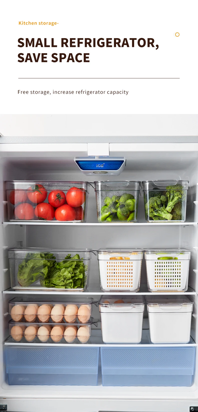 Wholesale Transparent Kitchen Storage Container Acrylic Refrigerator