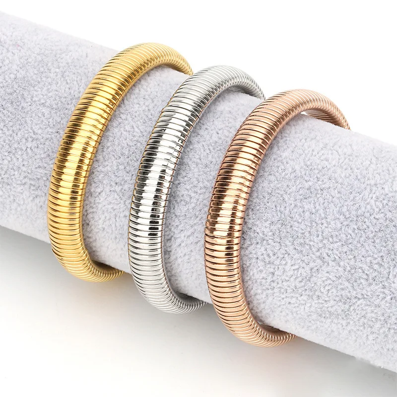 Trendy Gold Plated Mesh Bangle Elastic Band Bracelet Jewelry Stainless Steel Mesh Stretch Bracelets Women Bangle