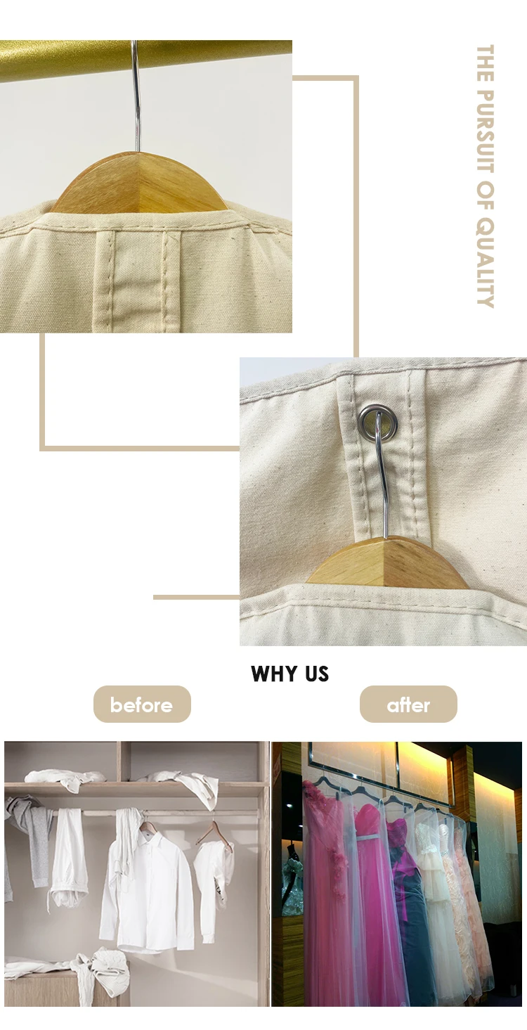 Cheap High Quality Customized Logo Quilted Natural Cotton Garment Bags