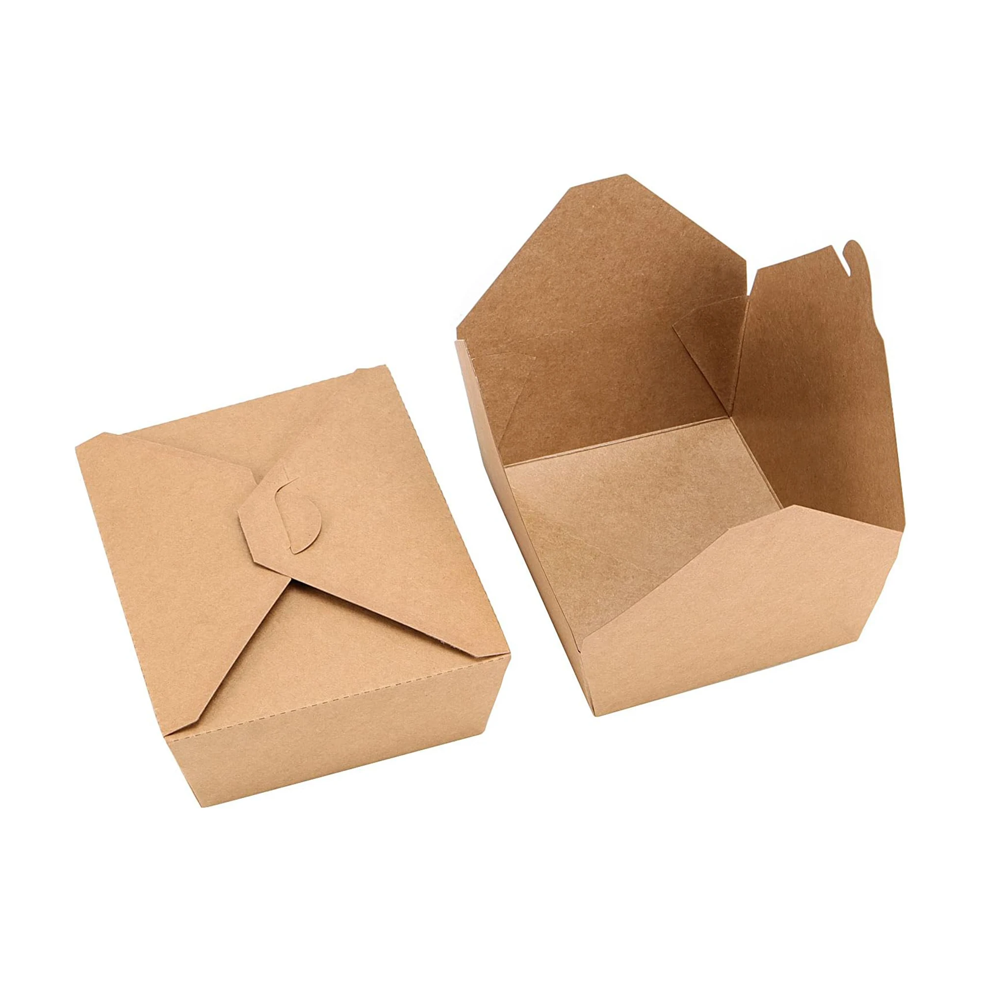 Kraft Paper Waterproof Biodegradable Disposable Fast Food Lunch Takeout Packaging Cardboard Boxes Four-Color Printing Die Cuts