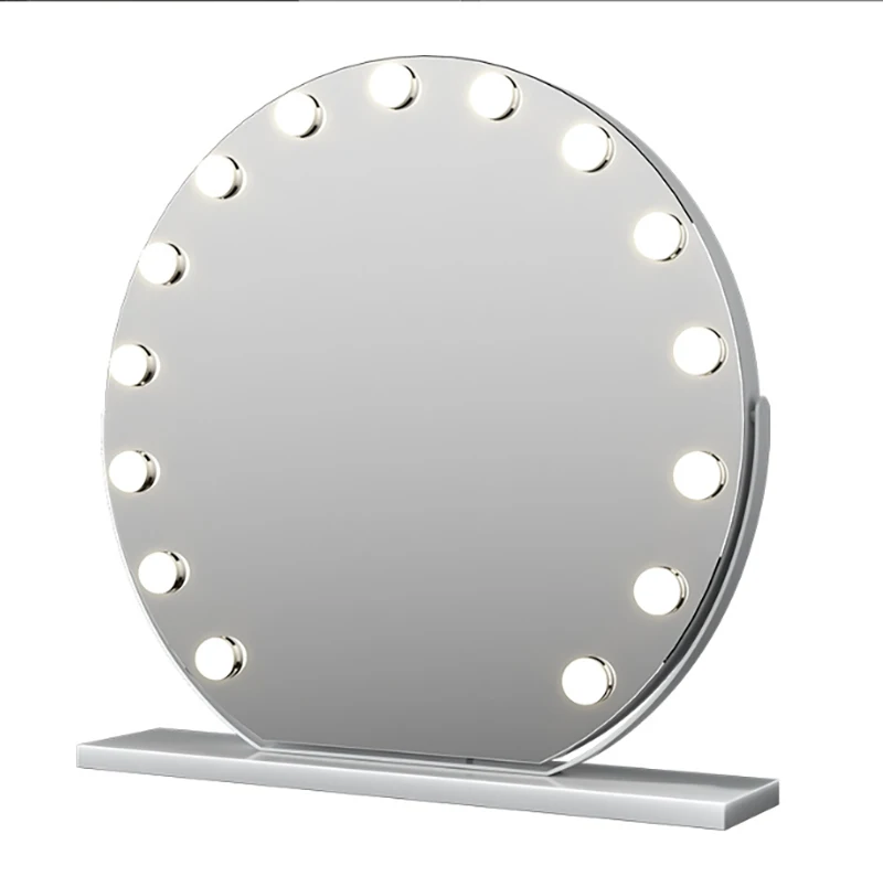 Smart Round Makeup Mirror with 14 Light Bulbs and LED Vanity Mirror for Modern Dressing Room