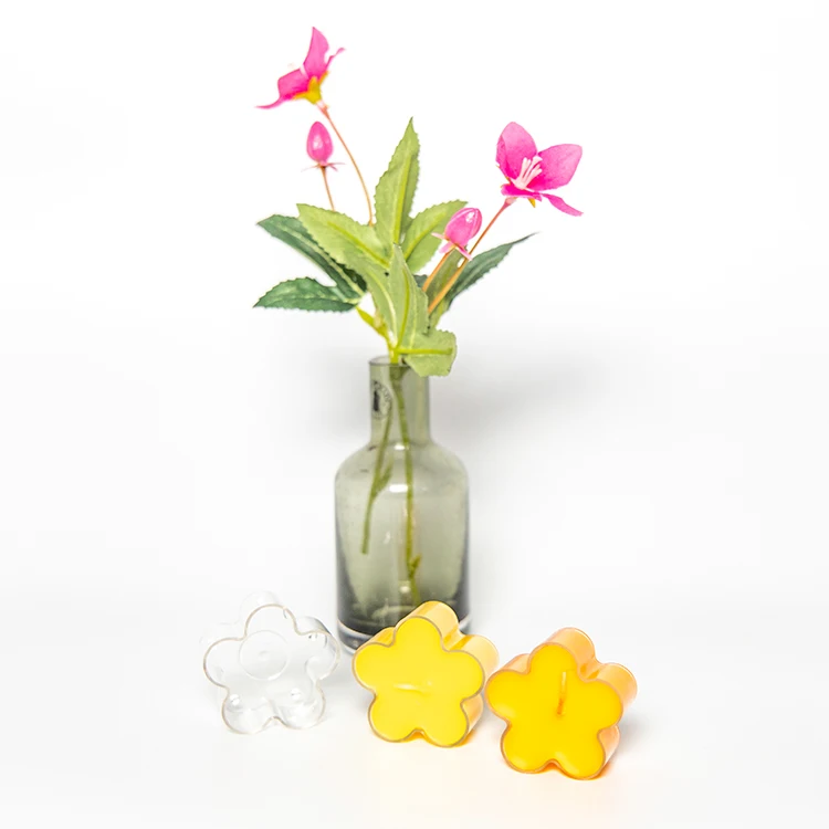 Home Decoration Flower Shaped Tealight Cups Plastic Candle Holders