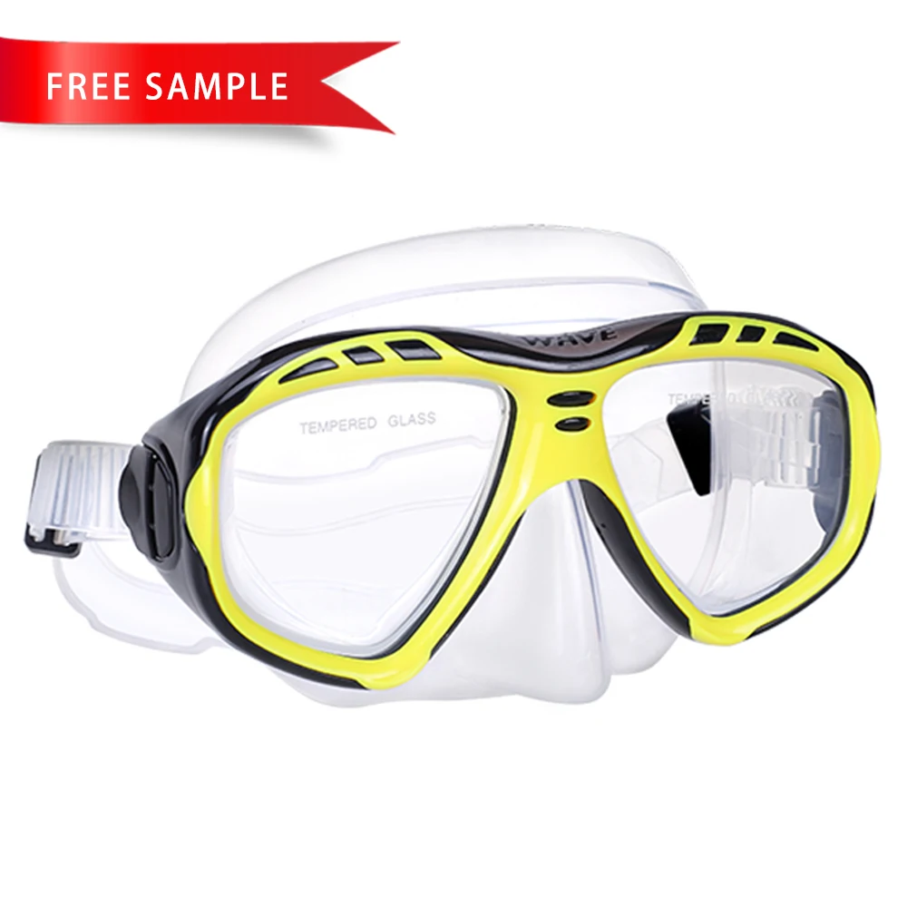 big frame transparent tempered glass diving snorkeling mask for