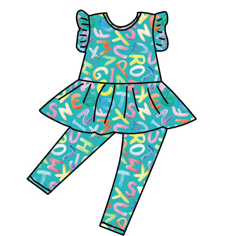 Qingli Ensembles De Vetements Pour Enfants Fille OEM Sleeveless and Long Pants With Ruffle Girls Sets