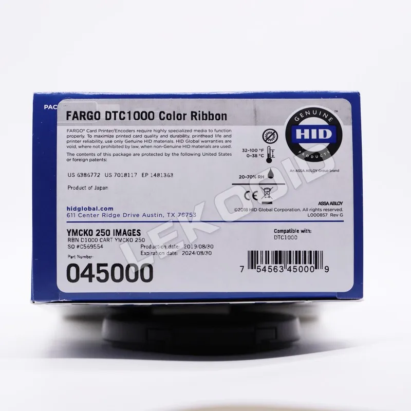 HID Fargo 45000 YMCKO Ribbon for DTC1000 ID Card Printer