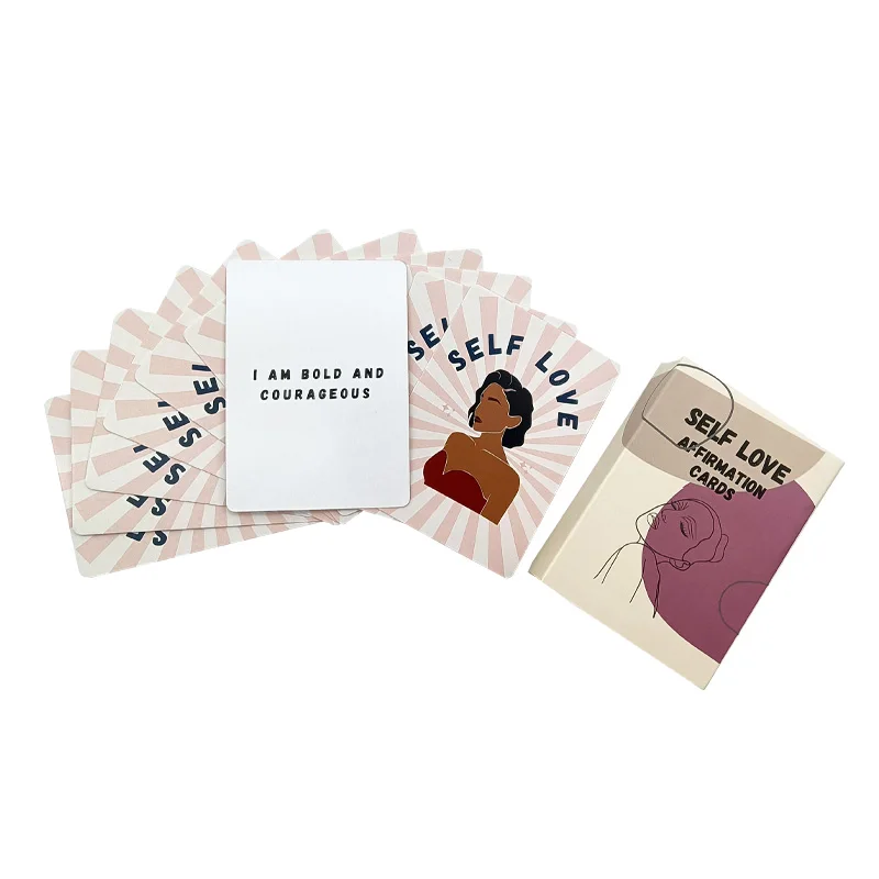 Customizable Self-Love Affirmation Flash Cards for Women Positive Printed on White Background Paper Material Custom Packaging
