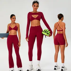 2026 Brushed High Waist Tummy Control 2 Piece  Women Slim Fit Quick Dry Outdoor Running Fitness  Workout Yoga Set