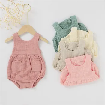 Baby overalls ins Children's casual suspender trousers double pocket baby pants organic cotton baby overalls