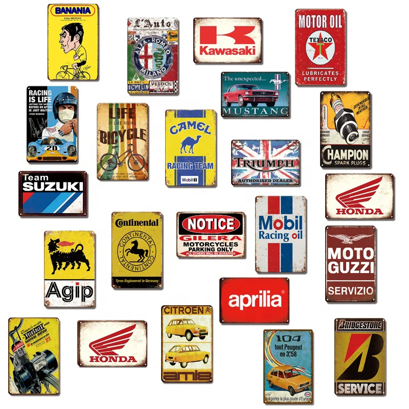 Personalisiertes Metallschild Vintage Garage Deko Poster Retro Metall Blechschild klassisches Motorrad Auto Metallschild