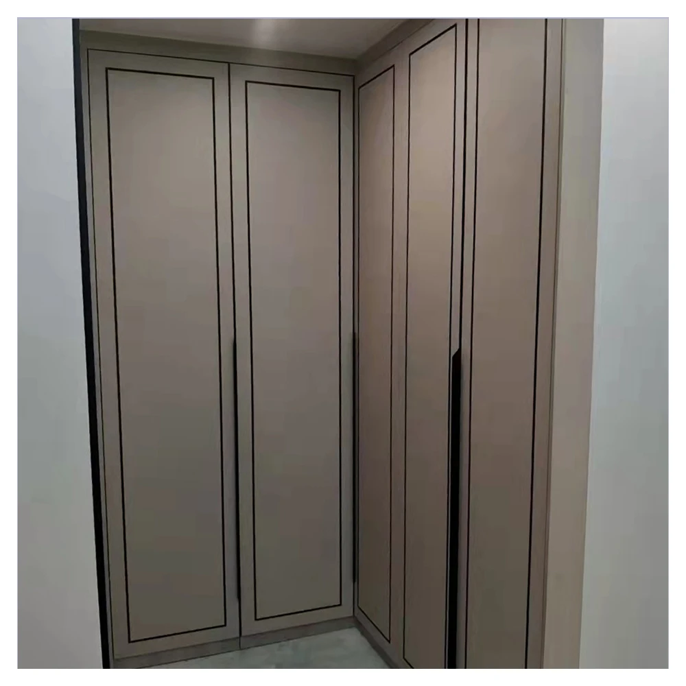 Apartment Corner Wooden Wardrobe Cheap and High Quality Small Closet with Built-in Mechanism Simple Design Clothes Wardrobe