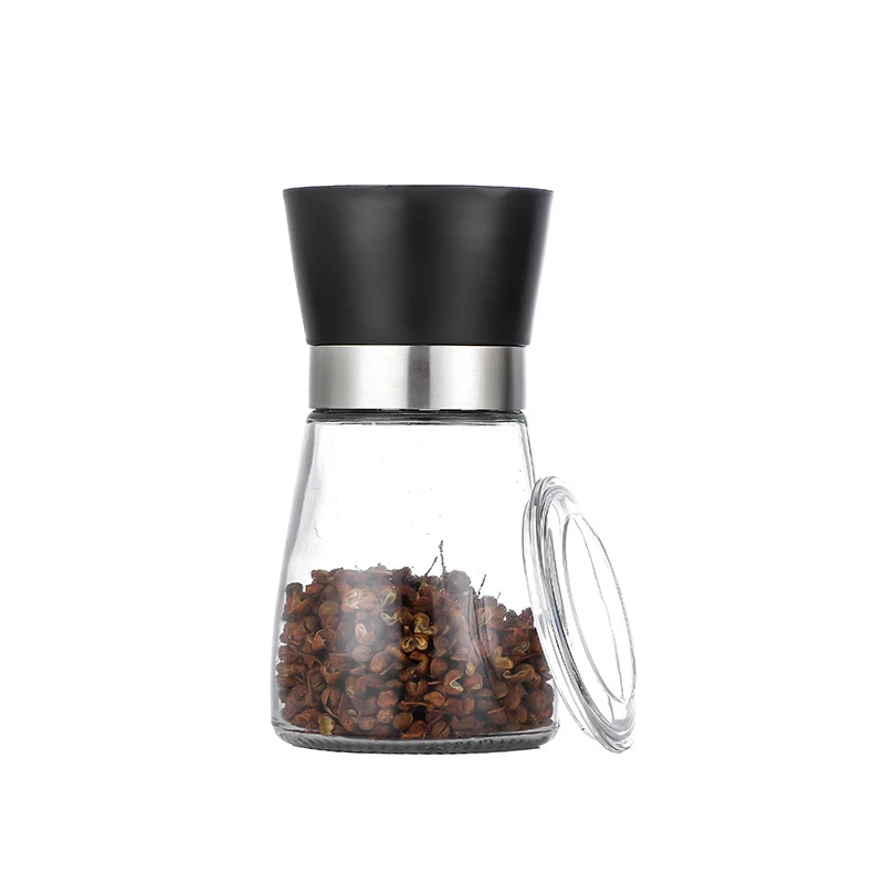Großhandel 180ml Glas-Lebensmittellagerbehälter mit Griff Kaffeemühle