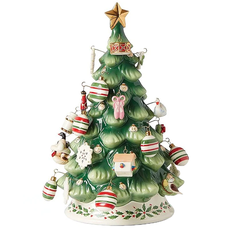 Custom Feriae Decoratio Figurina Ceramica Pieces Copia Adventus Calendarium Arbor & Ornamenta Porcellana Traditio Adventus Arbor