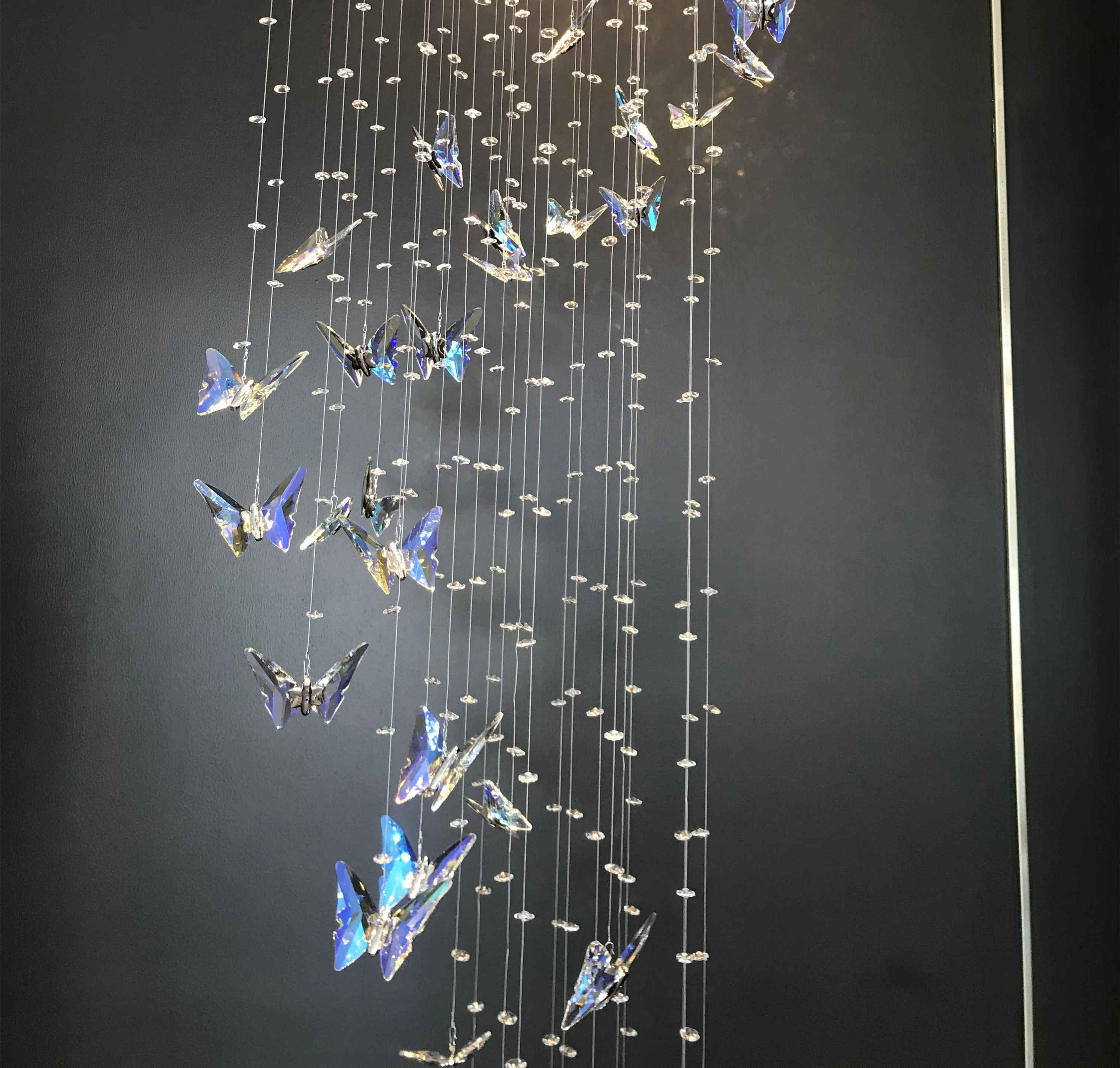 ECOJAS Modern Butterfly Chandelier Pendant Lights E26 LED Black Adjustable Height Luxury Crystal Home Decor Bedroom Sofa