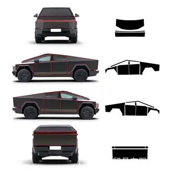Compatible Tesla Cybertruck Off-Road Travel Car Cover Special TPU Gloss Black Paint Protection Film for Body