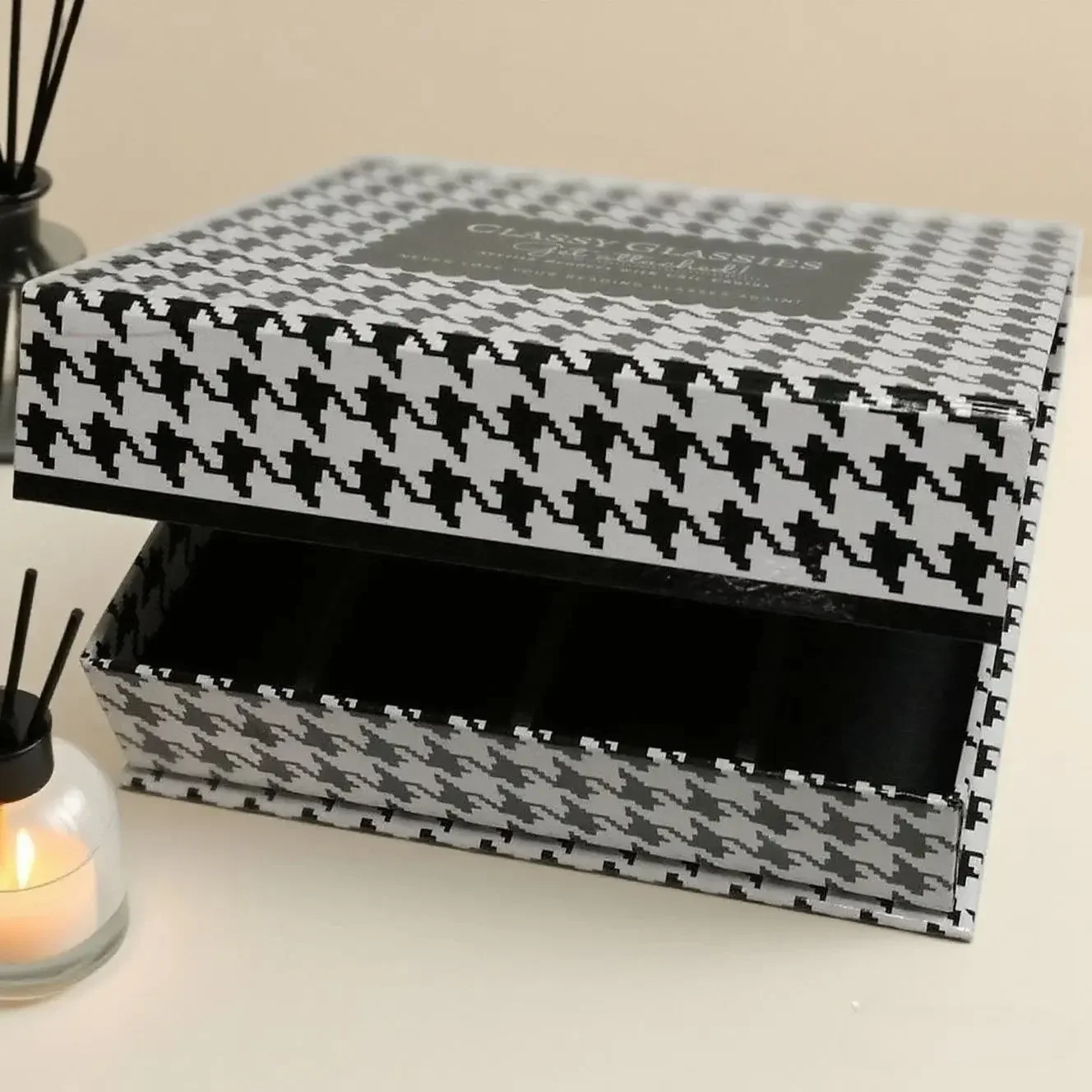 Magnetic Closure Black White Striped Gift Box | Fancy Design Rigid Presentation Box with Lid - Premium & Affordable