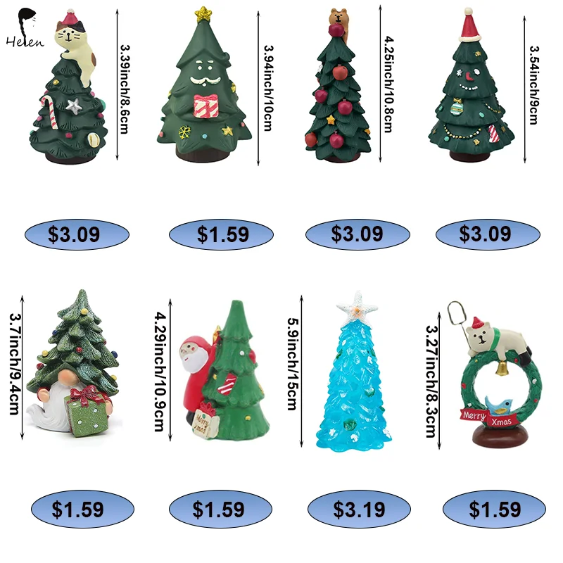 Mini Christmas Tree Christmas Decoration Handmade Desktop Resin Material Home Scene Decoration