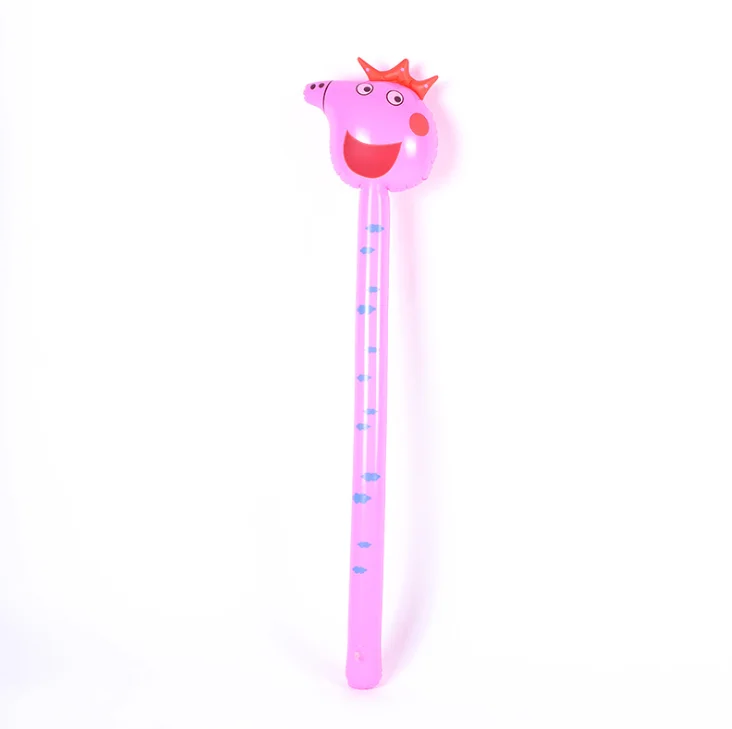 High quality plastic pvc silk screen printing inflatable animal head walking sticks