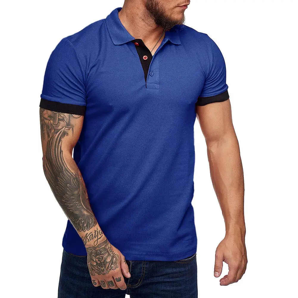 Men's Short Sleeve Polo Shirts Collared Color Block Sport T-shirts Ts ...
