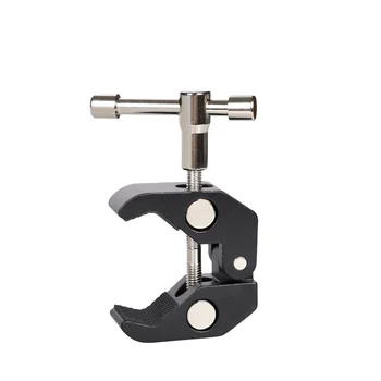 J023 Large Crab Clamp With Black Aluminium Alloy UNC 1/4 and 3/8 Screw Hole for Magic Arm Photo Studio Accessories