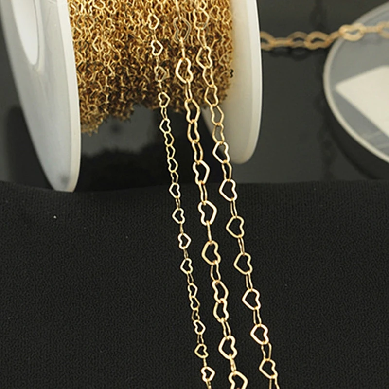 Fashion Sterling Silver Heart Bulk Chains For Jewelry Making Waterpoof