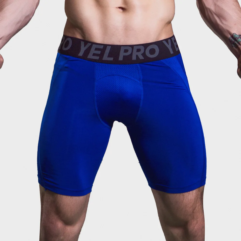Customizable Men's Polyester Gym Compression Shorts Stock Boxers Knitted Fabric Sports Fitness Swim Underwear Private Label