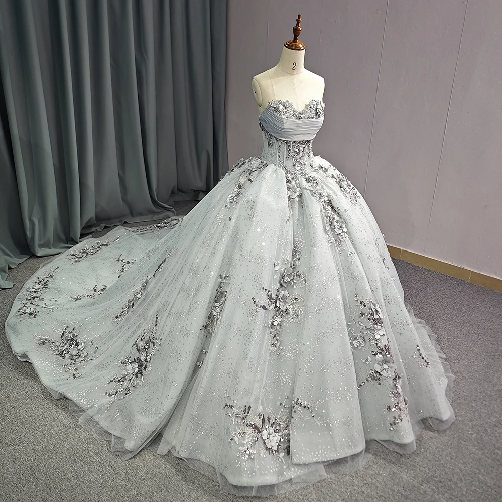 quinceanera dresses white and silver M2K34102