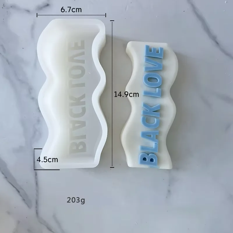 MHC Custom Name 3D Wave Shape Manifest Letters Candle Molds Silicone Rubber Bougie Text Design De Velas Candle Mold Silicone