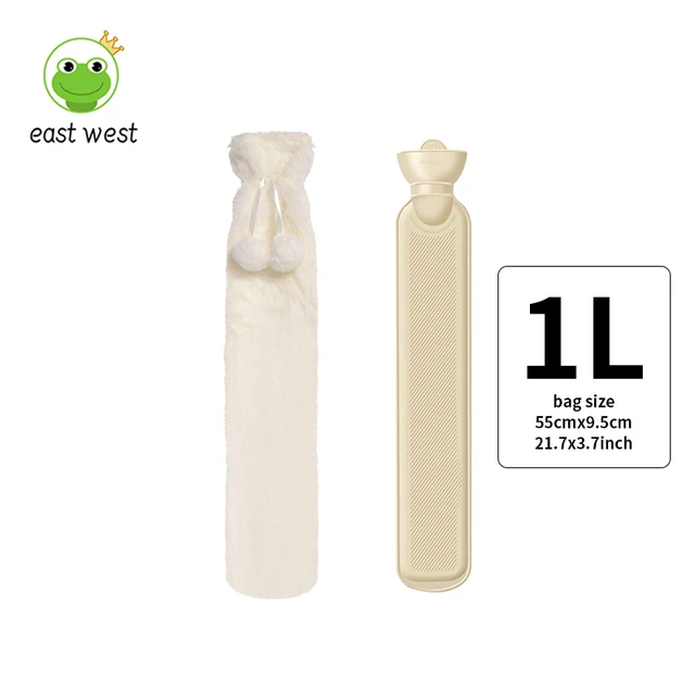 Small Strip Hot Water Bag Plush Cloth Cover Soft and Skin Friendly 1L