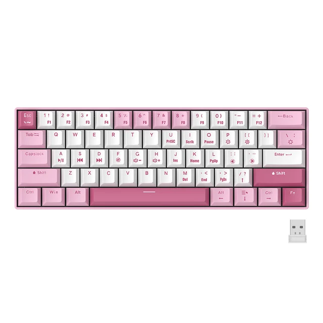 Custom Wireless Bluetooth Mechanical Keyboard 61 Keys Computer RGB Backlit Bluetooth 60% Pink Gaming Mechanical Keyboards