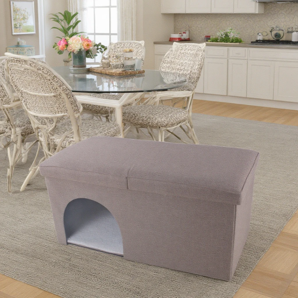 Custom Modern Durable Large Capacity Fabric Ottomans for Pets Foldable Storage Stool for Apartment Use manufacture