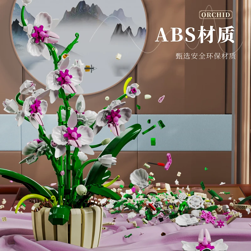 MJI 13048 Building Block Decoration Creative Flower Orchid