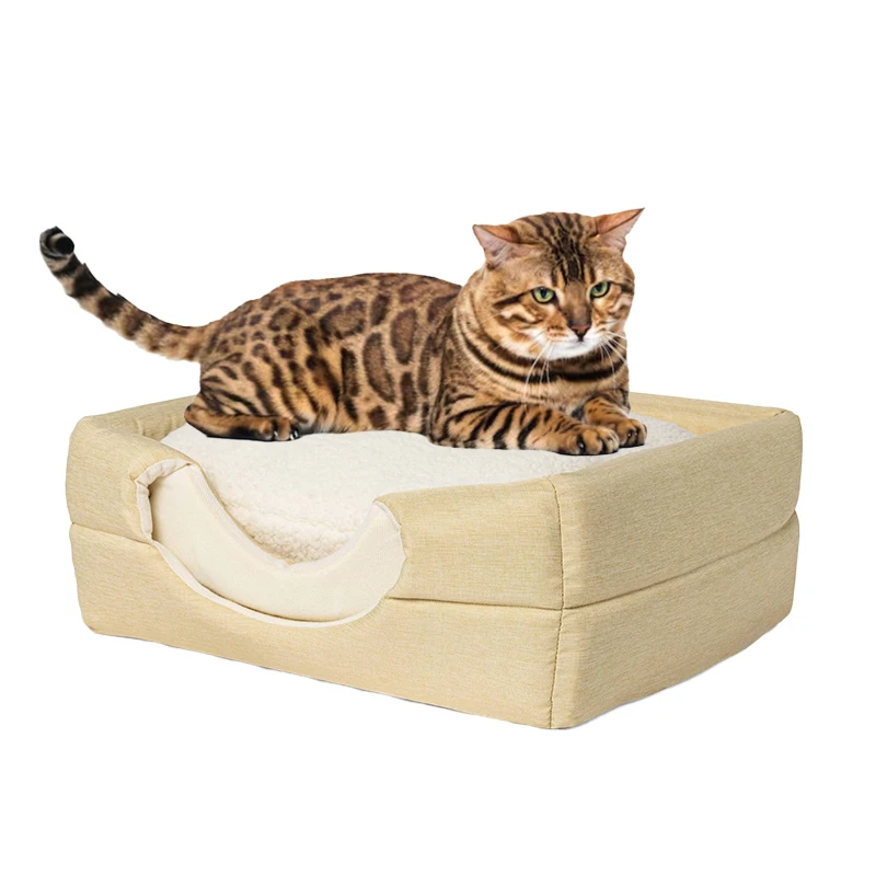 Pet supplies hundebett indestructible luxurious eco friendly removable foam faux fur cat pet dog sofa bed for large dogs