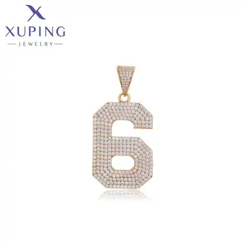 X000716962 XUPING Jewelry 18K Fashion Pendant Gold Plated Copper Jewelry Number-6 Personality Charms Pendant For Necklace DIY