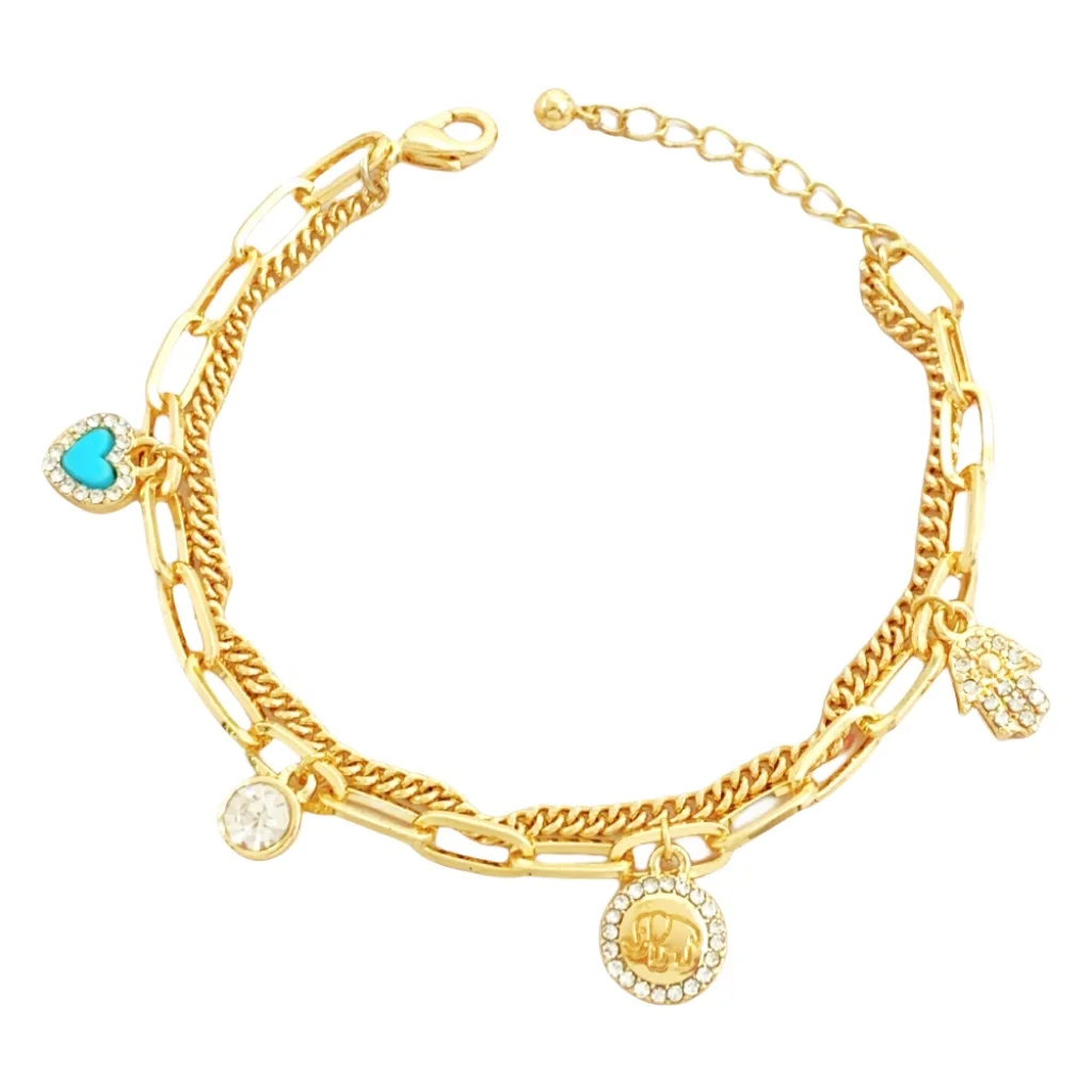 Classic Round Hand-Elephant Acrylic Crystal Heart Bracelet Gold-Plated for  Women Fashion Jewelry With Diamond Main Stone